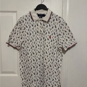 Polo by Ralph Lauren White Sailboat Print Men's Shirt Size M. Classic Fit.